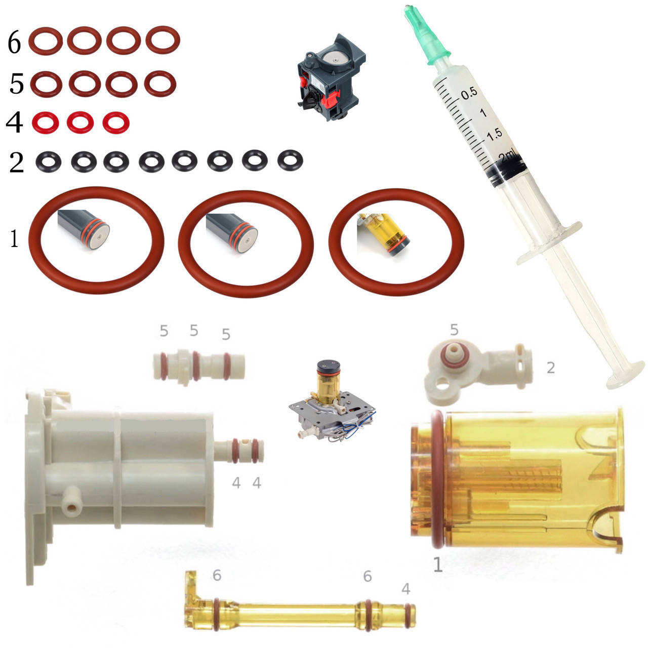 

Ремкомплект заварного устройства и поршня термоблока со смазкой Techmol NSF для кофемашины DeLonghi EAM-серии