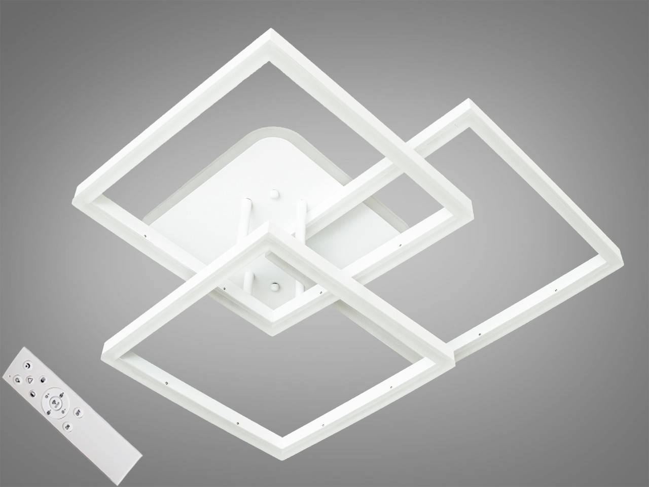 

Светодиодная квадратная люстра в современном стиле цвет белый 120W Diasha MX11058/3L WH LED 3color dimmer