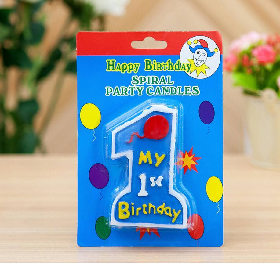 

Свічка в торт цифра гігант "1", блакитна, Свеча в торт цифра "My 1st Birthday"