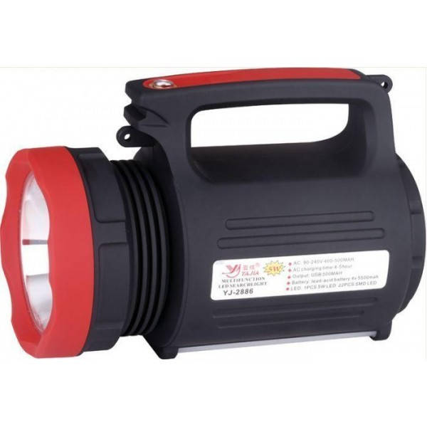 

Мощный фонарь Yajia YJ-2886 5W+22SMD + Powerbank (2хOUT4V) + ЗУ220В + 3 режима, Черный