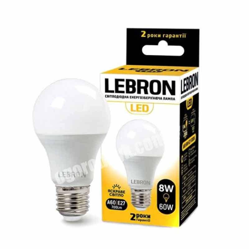 

Светодиодная лампочка LEBRON 8W 4100K A60 E27