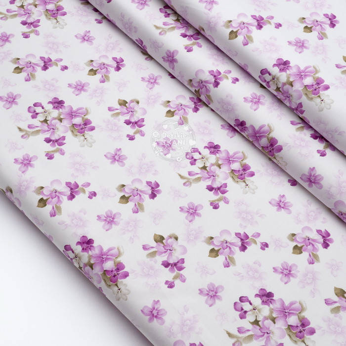 

Сатин ткань "Мелкие сиреневые фиалки" №1512с, Сиреневый