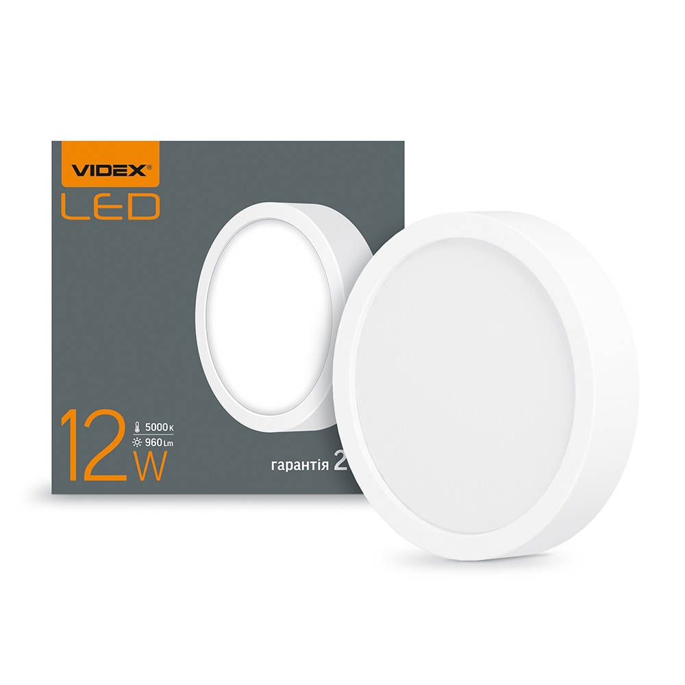 

LED светильник круглый накладной VIDEX 12W 5000K VL-DLRS-125
