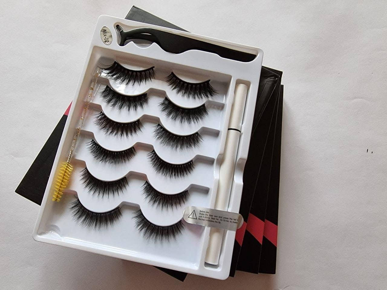 

Набор многоразовые самоклеющиеся накладные ресницы 6 моделей Микс2 без магнитов на маркер подводке Прозрачный