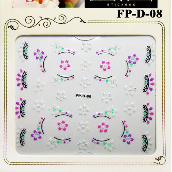 

3D Наклейки для Ногтей Самоклеящиеся с Блестками Nail Sticrer FPD 08 Цветы, Френч, Дизайн Ногтей Маникюр, Разные цвета