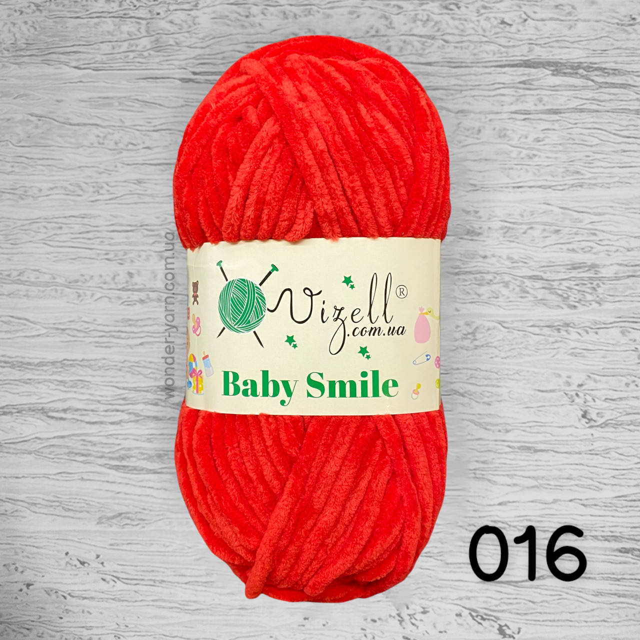 

Плюшевая пряжа Vizell Baby Smile / Визель Беби Смайл 016 красный