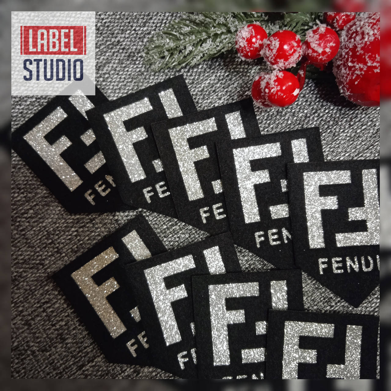 

Нашивки "Fendi" с глиттером 50*67 мм