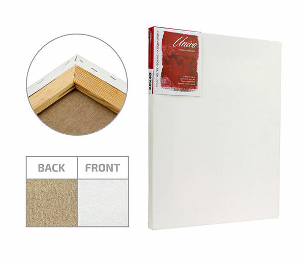 

Холст на подрамнике 40*80 см, среднее зерно акрил итальянский хлопок Unico, Белый