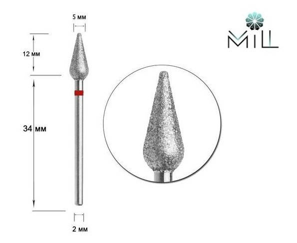 

Насадка алмазная Капля крупная 5 мм красная Mill, Красный