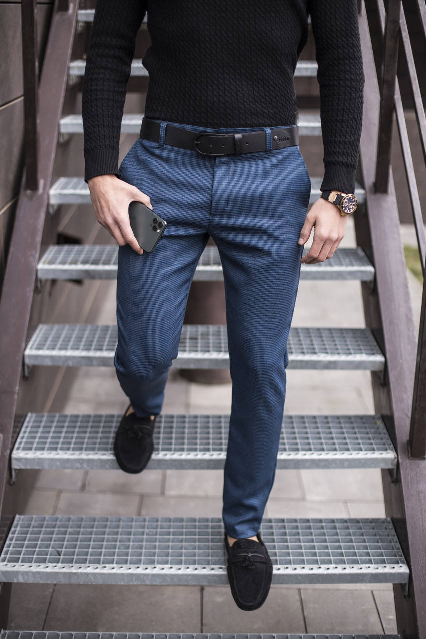 

Брюки мужские классические темно-синие 100% весенние / осенние