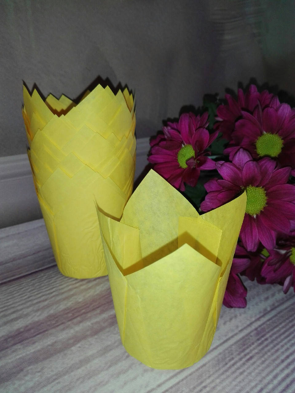 

Бумажные формы для кексов Тюльпан, желтые 10 шт