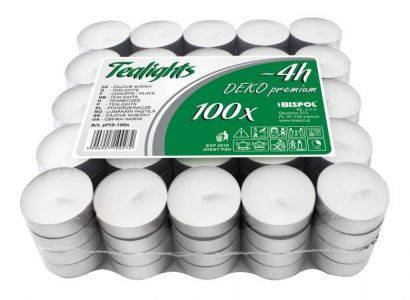 

Свечи чайные Bispol Deko Premium 1.35 см 100 шт (pf10-100s), Белый