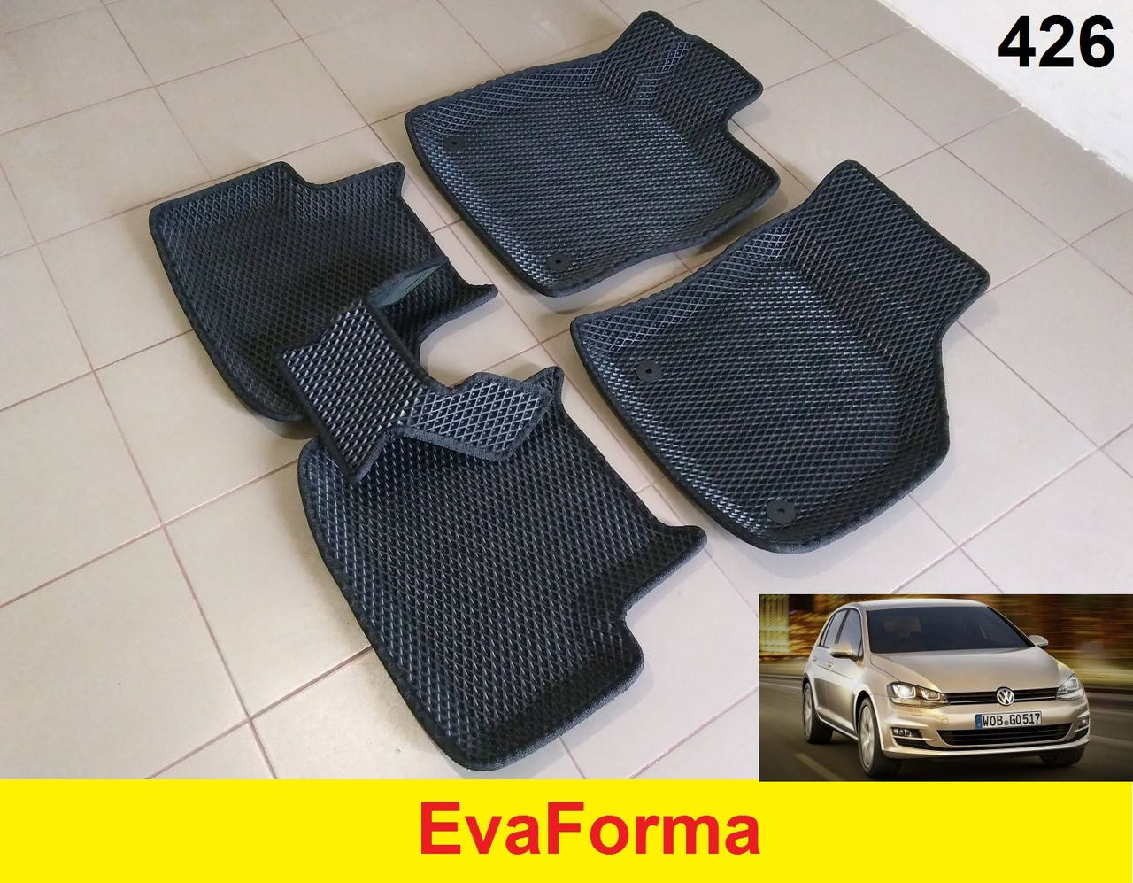 

3D коврики EvaForma на Volkswagen Golf 7 '12-20, коврики ЕВА, Черный