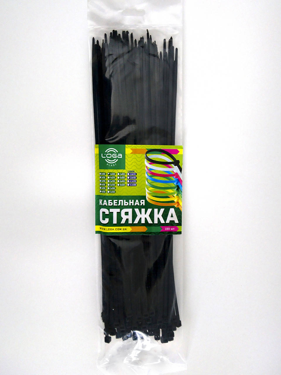 

Пластиковые хомуты 4x300 100шт, Черный