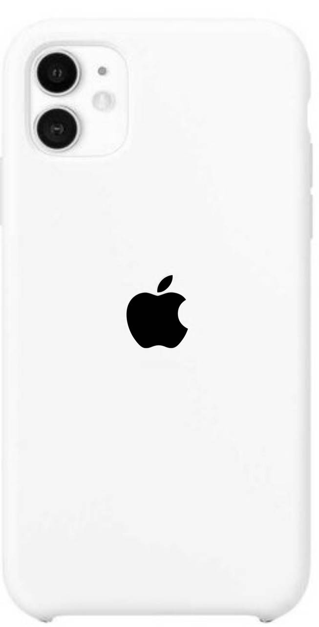 

Силиконовый чехол на айфон белый (черное яблоко) Silicone Case for Apple iPhone 11 White (Black logo)