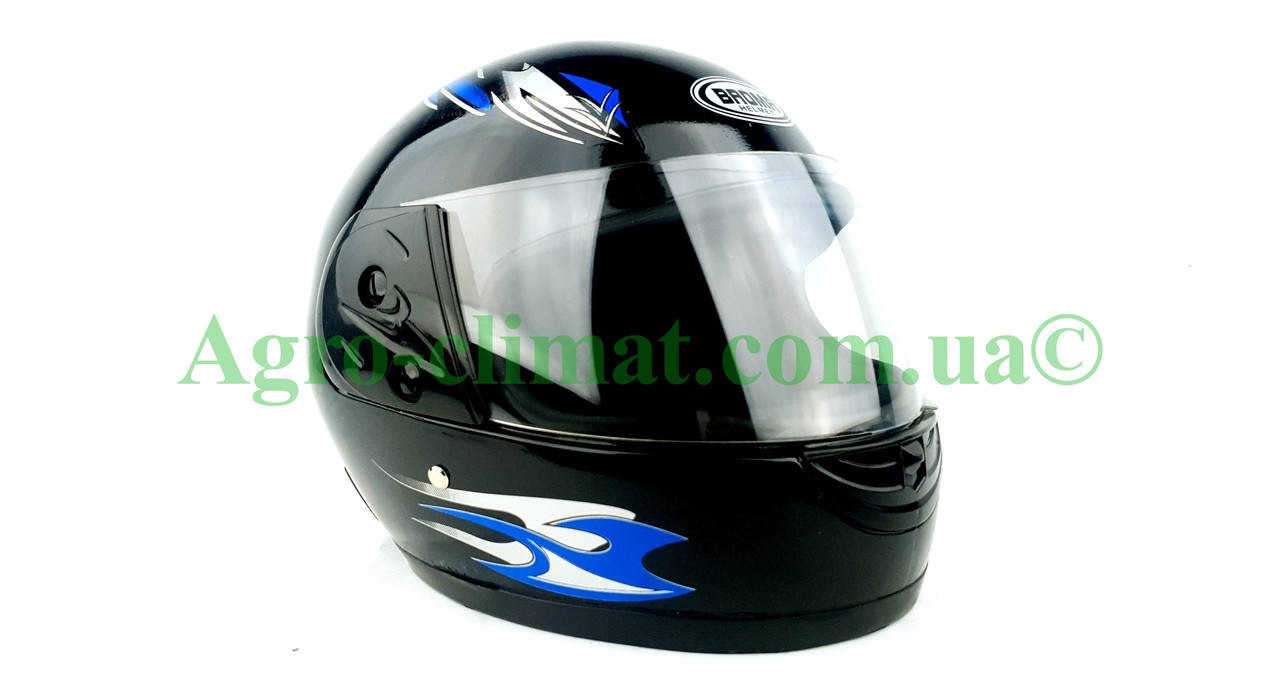 

Шлем интеграл черный с синим МВ-405 + воротник