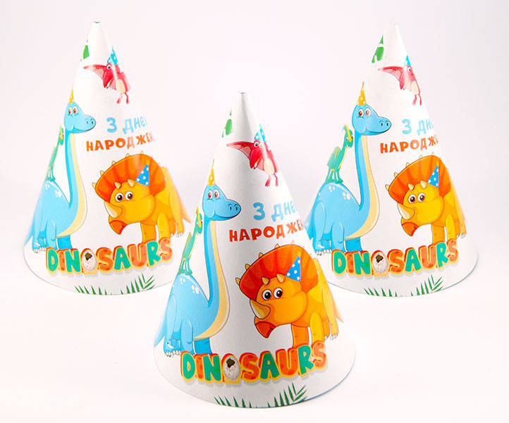 

Колпак праздничный 15см, "Динозавры"