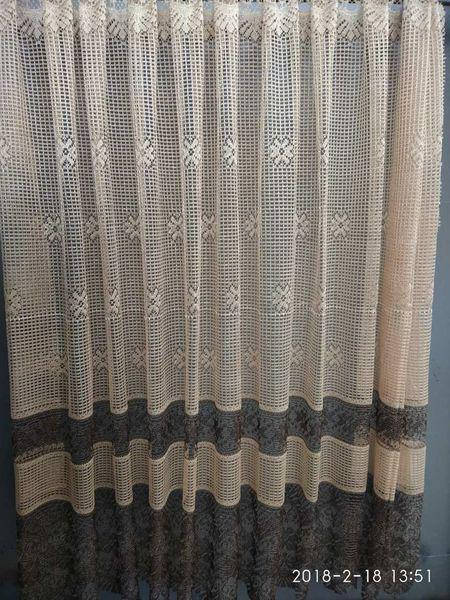 

Тюль сетка молочная с шоколадом 1.5 м. высота. Гардина на кухню. Продажа от 1 м.,а также рулоном (от 30 м)