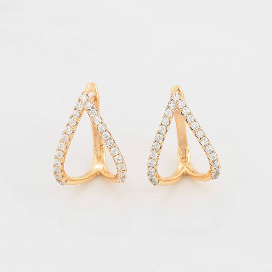 

Позолоченные серьги Сердечки с белыми кристаллами Xuping 18к.