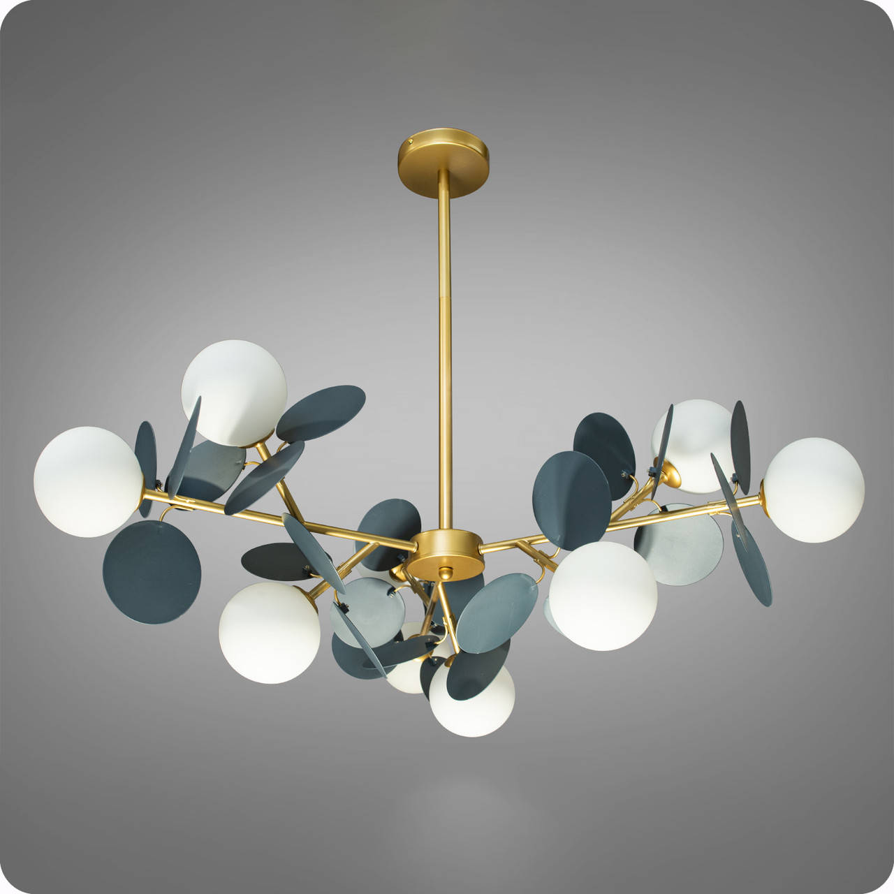 

Люстра подвесная на 9 ламп 517 Light Золото-Серый (01670)