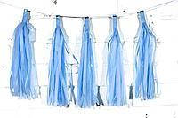 

Гирлянда бумажная тассел голубая из кисточек тишью 5 шт длина кисточки 35 см