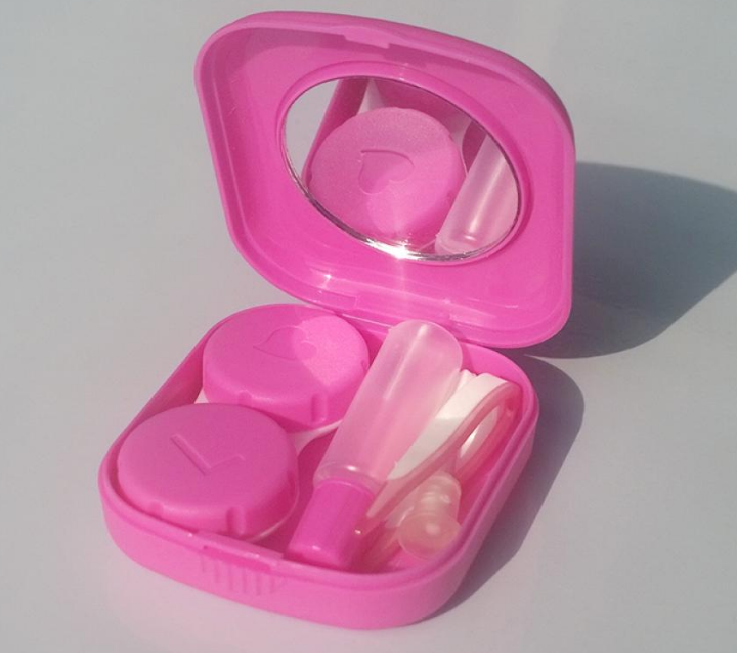 

Дорожный набор для хранения линз. Розовый