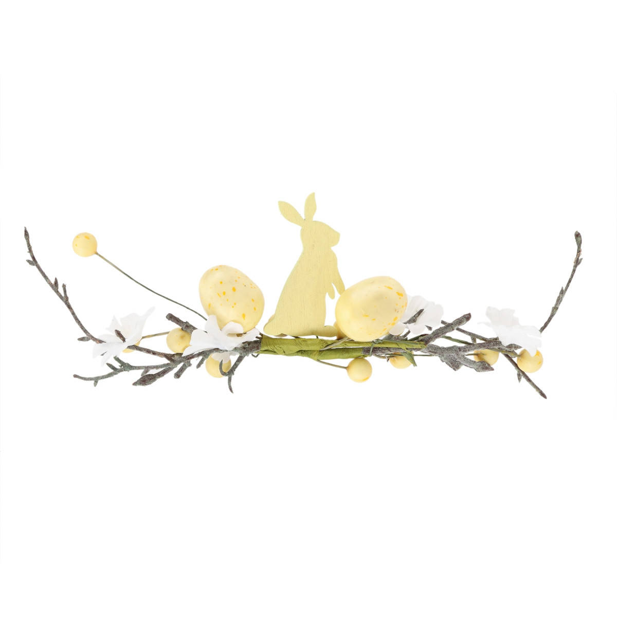 

Декоративная пасхальная веточка с крашенками и кроликом Bona 28 см желтый (5004-027)