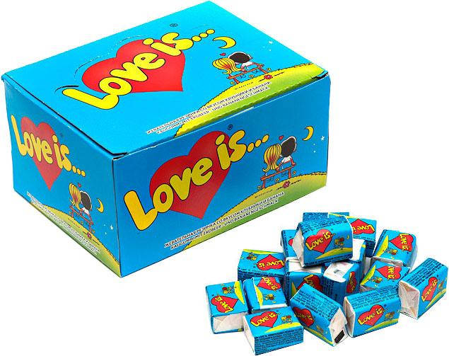 

Упаковка жевательной резинки Love is Банан-Клубника 100 шт