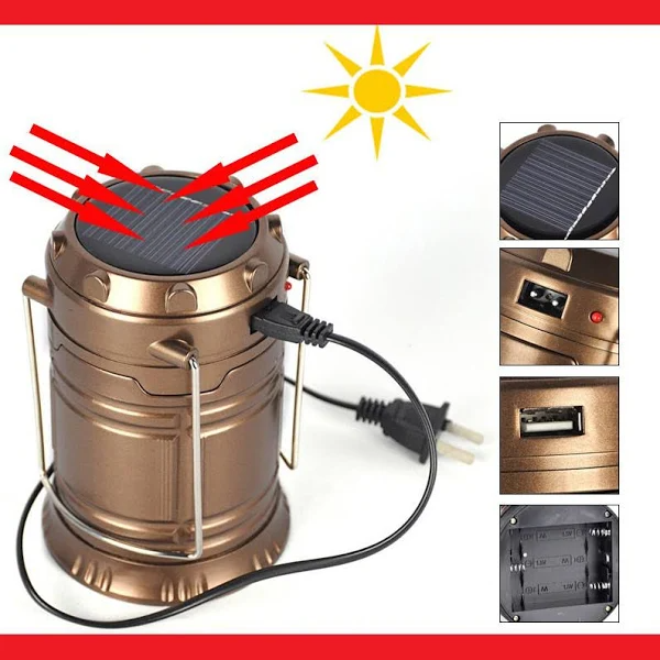 

Туристический фонарь-лампа на солнечной батарее кемпинговый фонарь встроенный аккумулятор Power bank, Черный