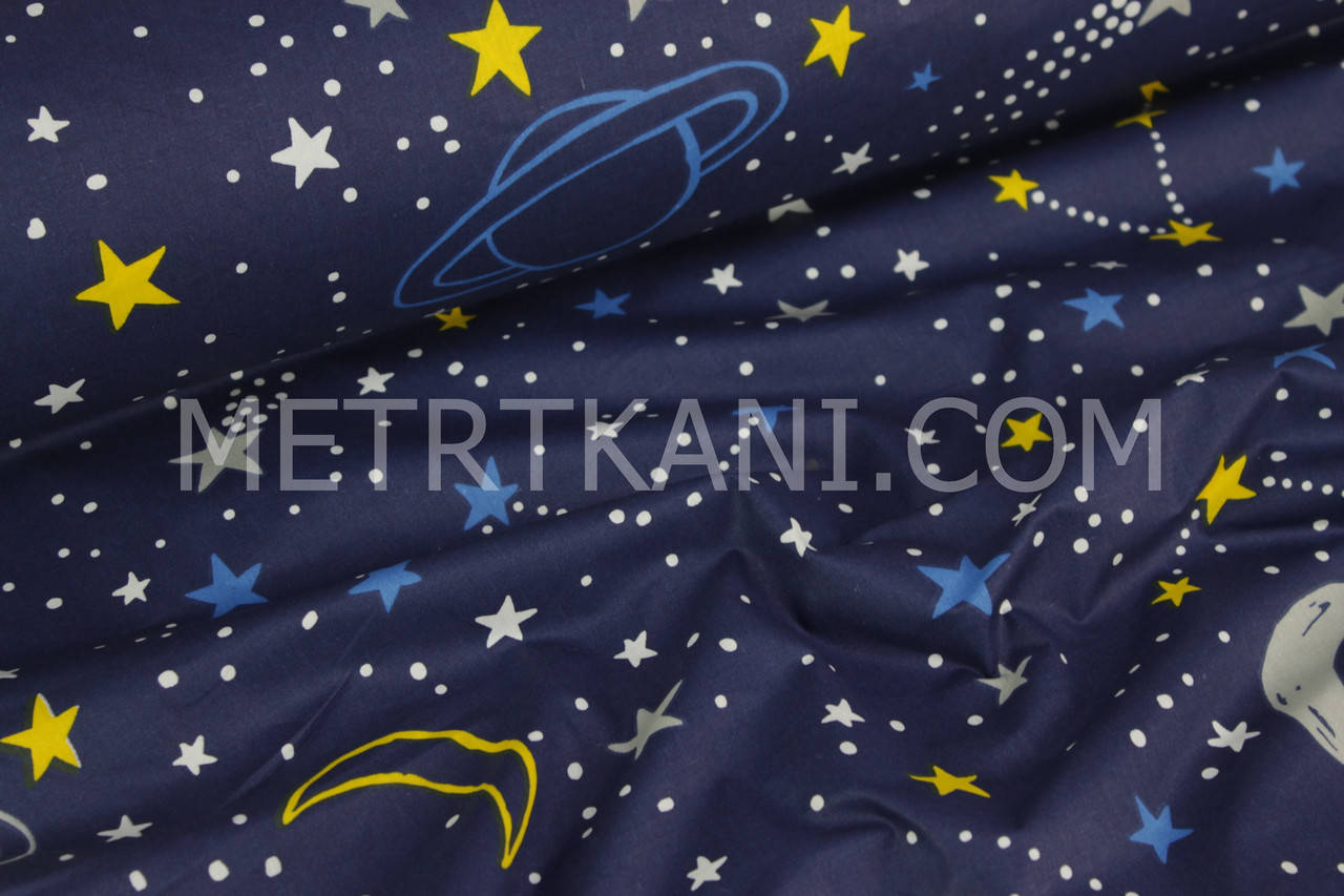 

Ткань хлопковая галактика на синем № 538, Синий