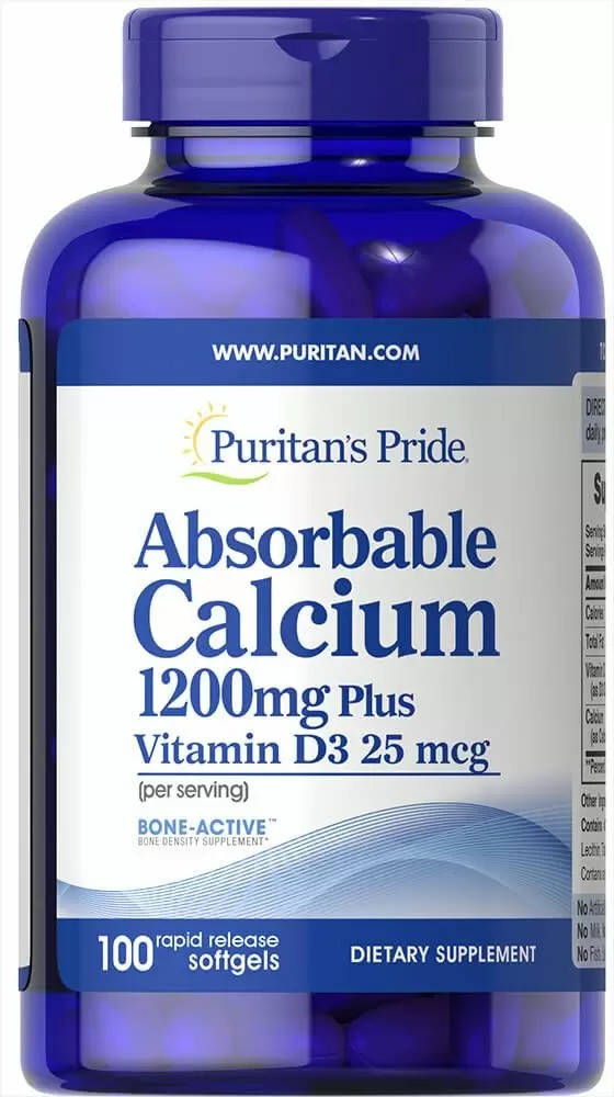 

Кальций и витамин Д3 Absorbable Calcium with Vitamin D3 1200 мг/1000 МЕ 100 капсул