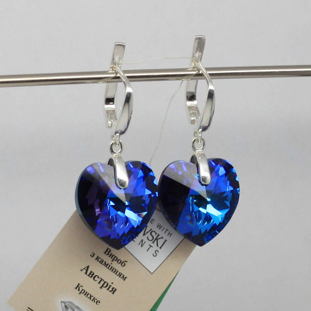 

Серьги серебряные "Swarovski Сердце" синие
