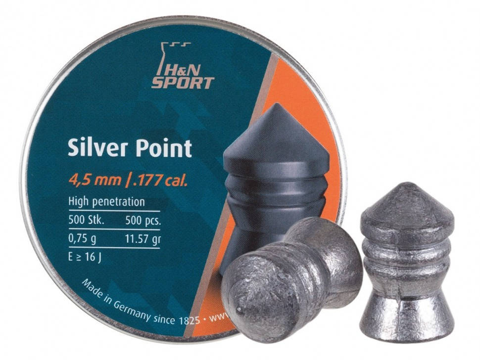 

Пули пневматические H&N Silver Point. Кал. 4.5 мм. Вес - 0.75 г. 500 шт/уп