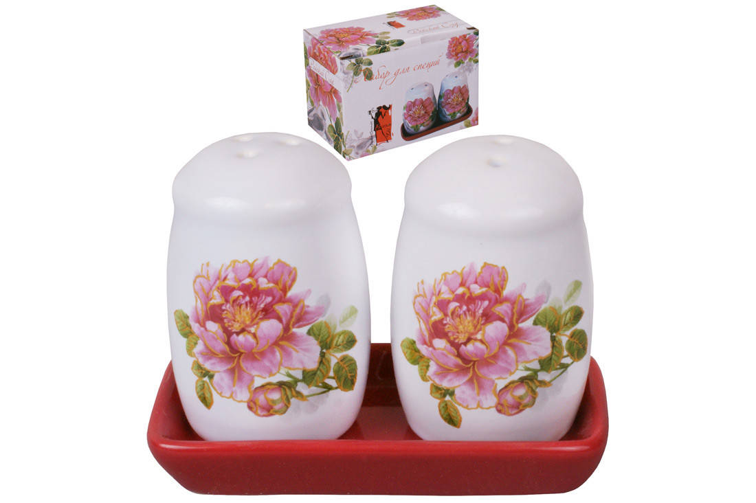 

Набор для специй (2 предмета) на керамической подставке Райский сад