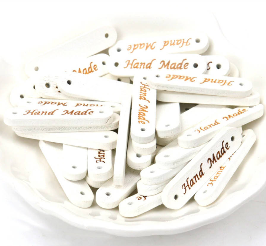 

Бирка деревянная пришивная Handmade, белая, Белый