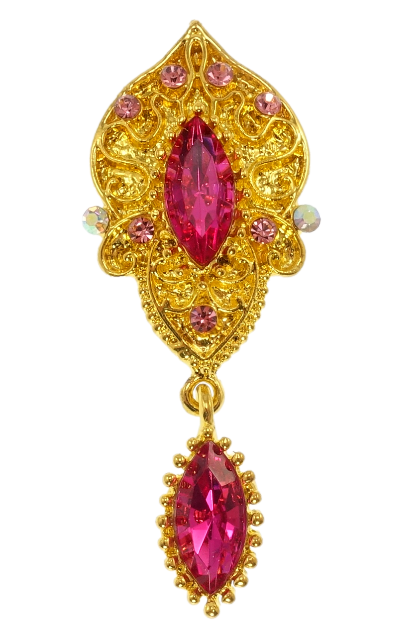 

Брошь "Декоративный узор с розовыми стразами"