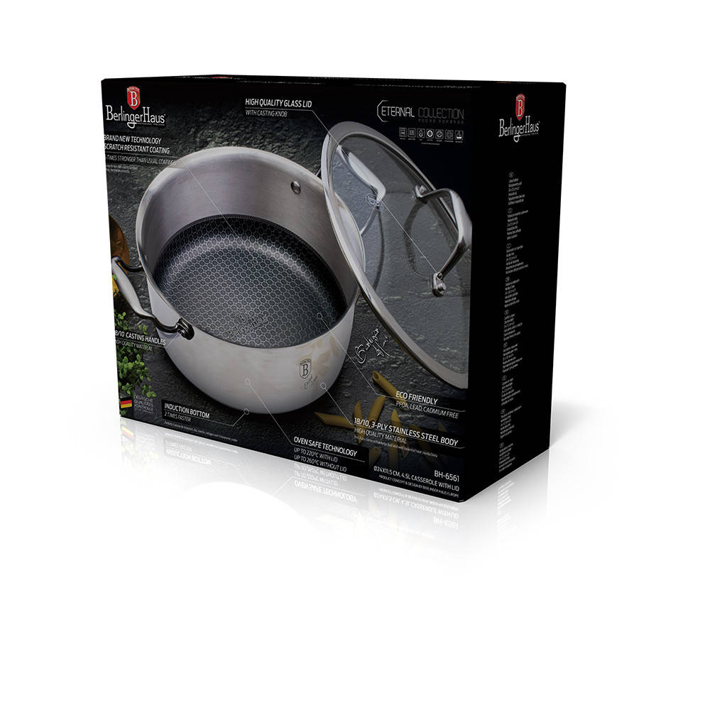 

Кастрюля из нержавеющей стали 8/10 с крышкой 4,1 л Berlinger Haus Eternal Collection BH 6561
