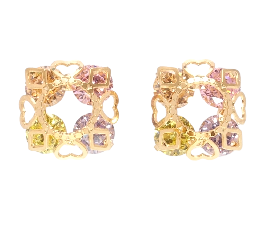 

Серьги Xuping Позолота 18K гвоздики (пусеты) "Разноцветные кристаллы с накладкой"