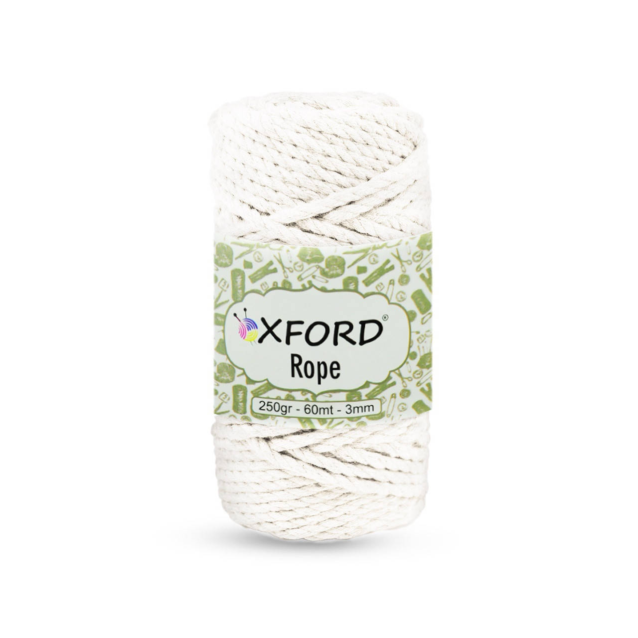 

Бавовняний шнур макраме кручений ОXford Rope. Білий. 250 г, 60 м, 3 мм, Белый
