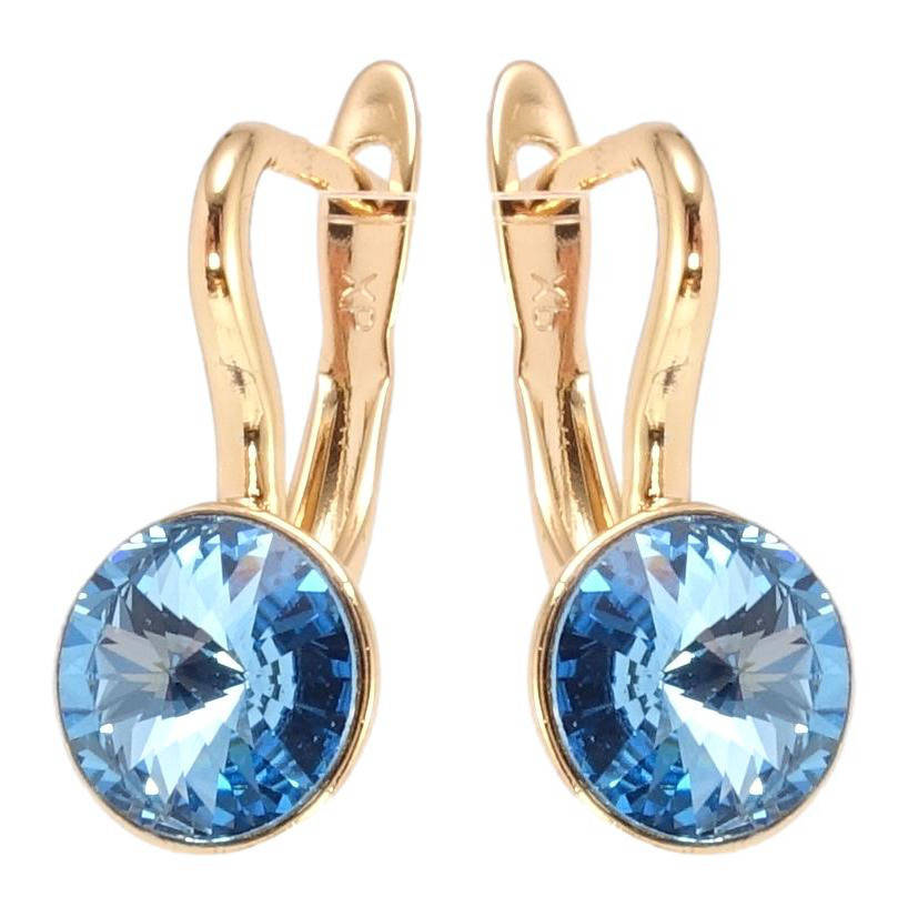 

Серьги Xuping Позолота с кр-ми Swarovski английский замок "Кристаллы Aquamarine на дужке"