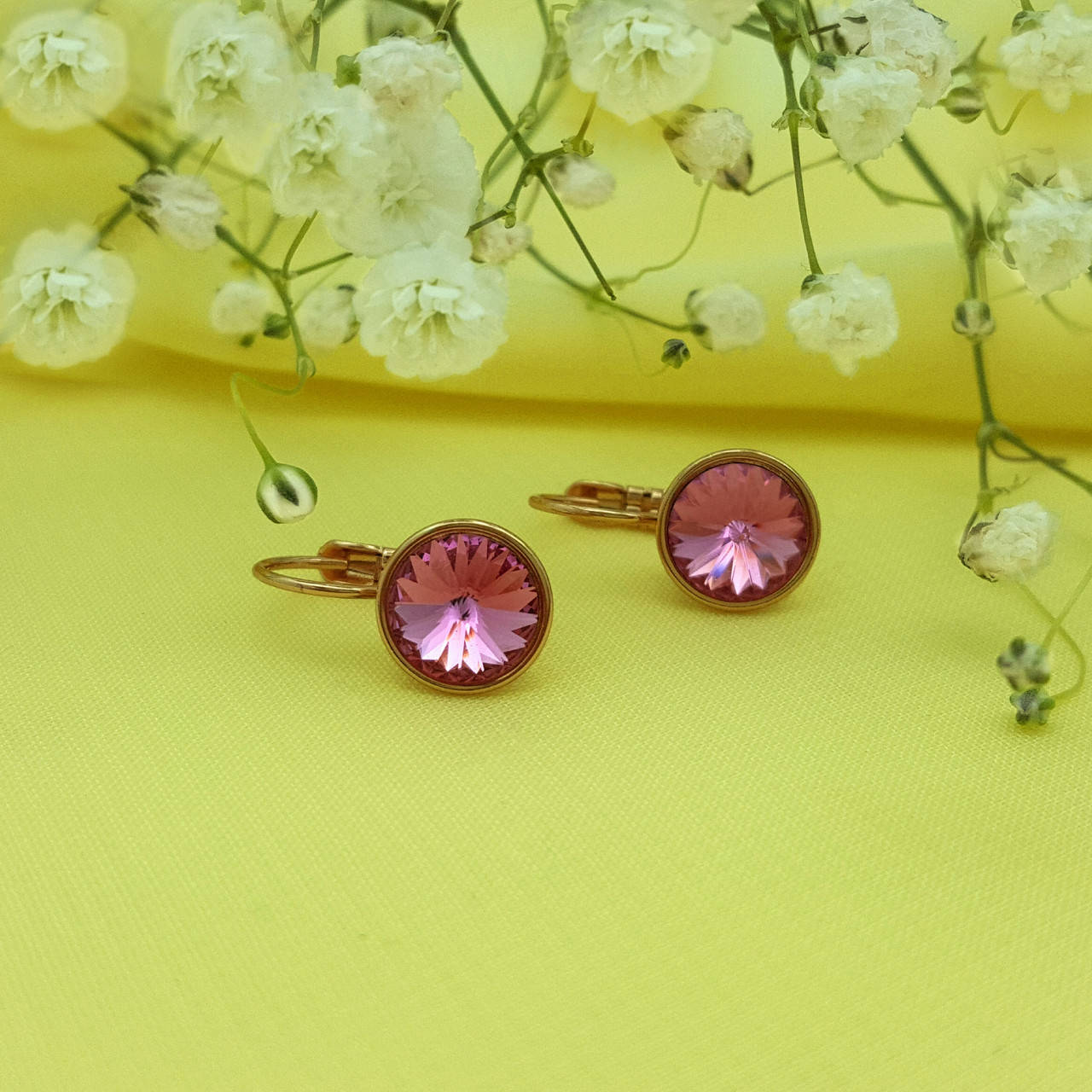

Серьги Розовый Swarovski, позолота Xuping, 18К