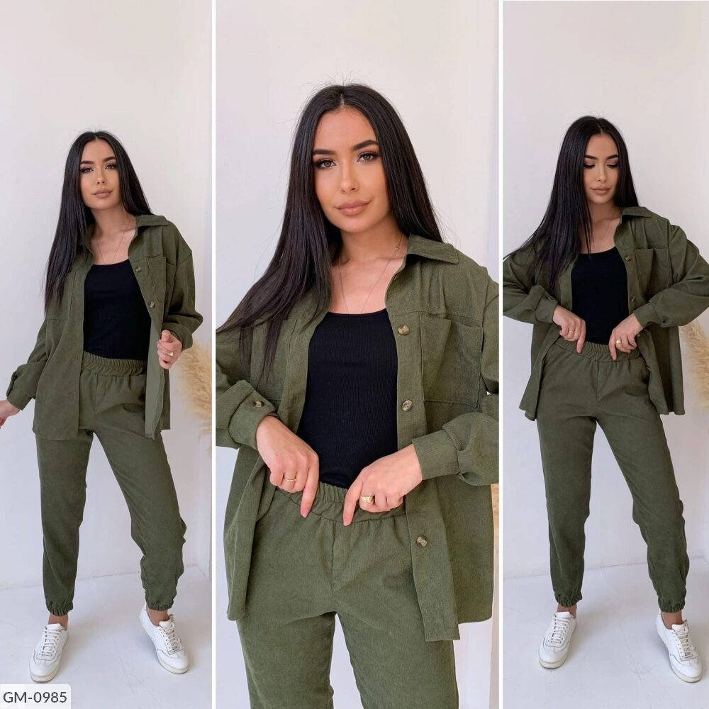 

Костюм брючный прогулочный повседневный весна осень свободного кроя оверсайз штаны и рубашка арт 340