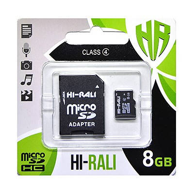 

Flash карта памяти MicroSDHC 8GB Class 4 Hi-Rali + SD-adapter (HI-8GBSDCL4-01)