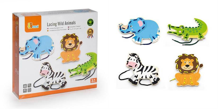 

Детская шнуровка Viga Toys Дикие животные (51326), Разные цвета