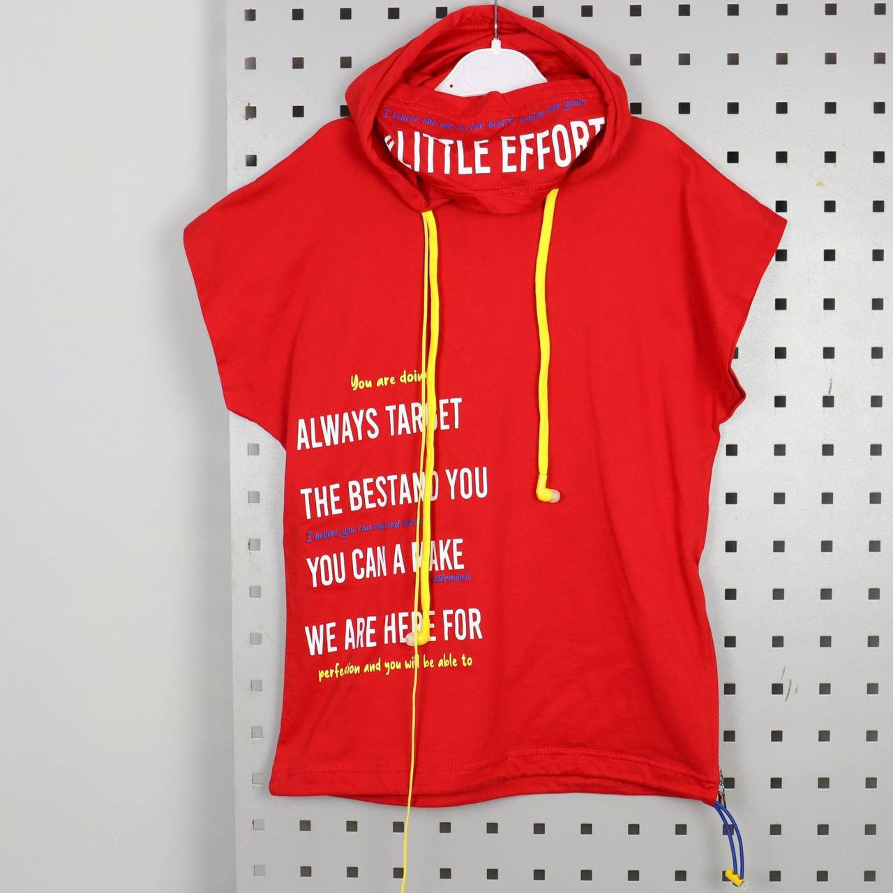 

Футболка красная для мальчика капюшон с наушниками тм Blueland размер 9,13 лет