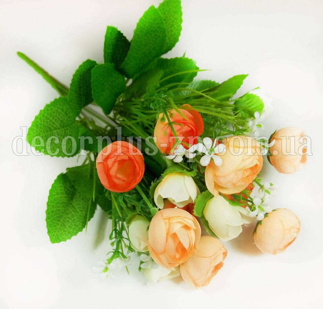 

Букет ранункулюсов с ромашкой, кремово-оранжевый