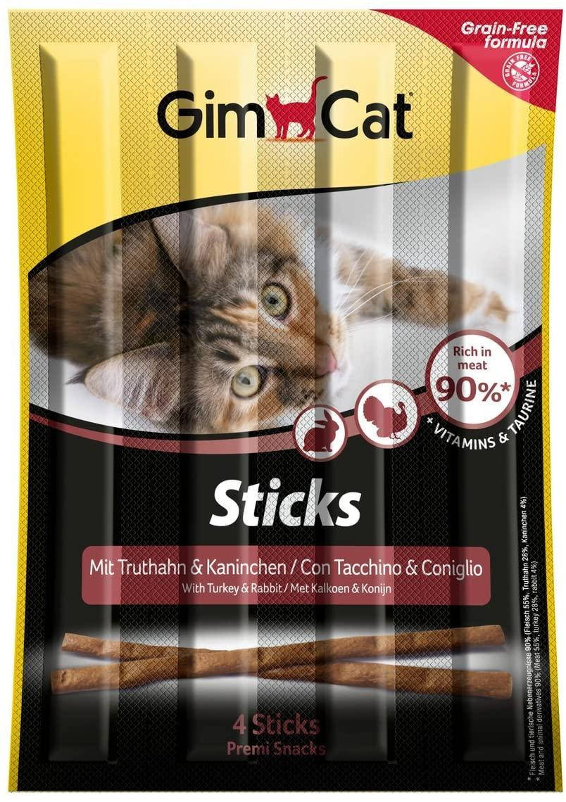 

Лакомство для котов с индейкой и кроликом мясные палочки GimCat 4 шт