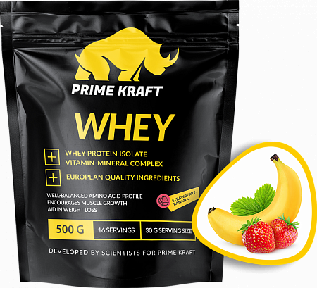 

Протеиновый коктейль Prime Kraft WHEY Клубника-Банан (500 грамм)