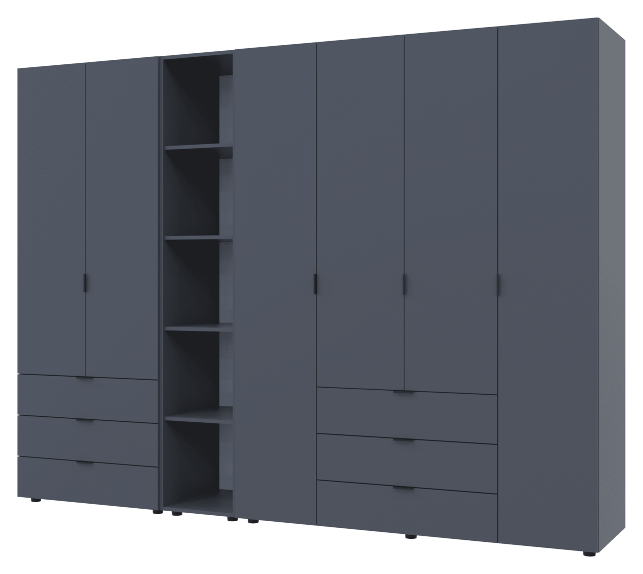 Комплект Doros Гелар з Етажеркою Графіт 2+4 ДСП 270.7х49.5х203.4 (42005058)