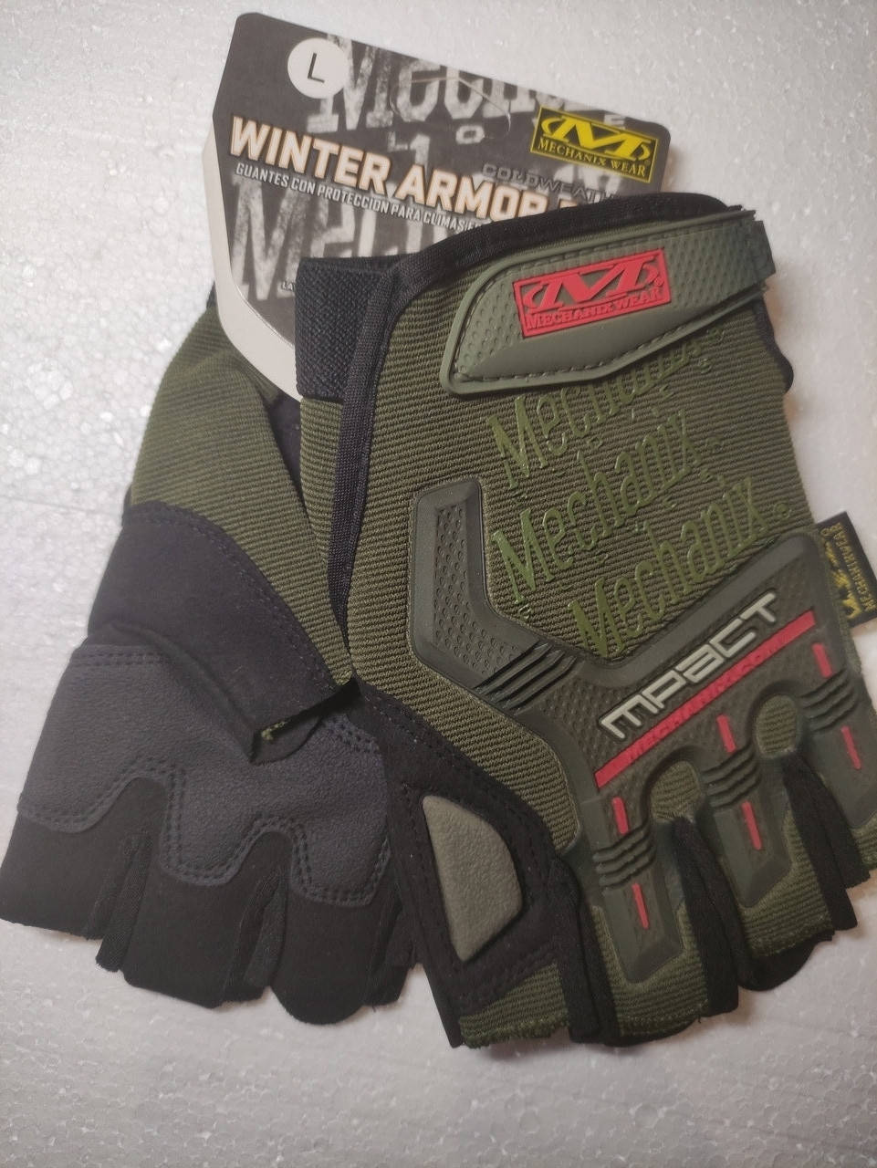 

Тактические перчатки Mechanix M-Pact Impact безпалые цвет олива размер L